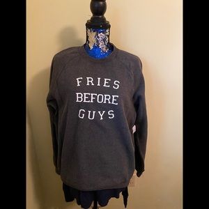 New Brunette funny gray Fries sweatshirt